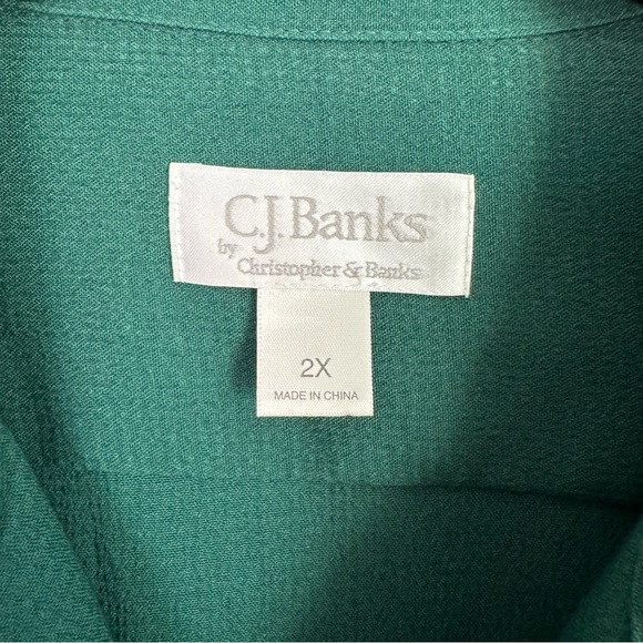 CJ Banks women’s‎ size 2X long sleeve snap down green blouse - Picture 3 of 7